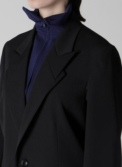 WOOL GABARDINE PEAKED LAPEL JACKET
