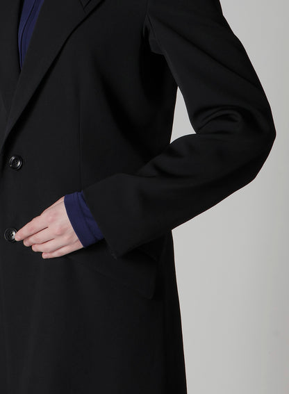 WOOL GABARDINE PEAKED LAPEL JACKET