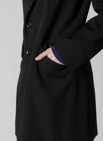 WOOL GABARDINE PEAKED LAPEL JACKET