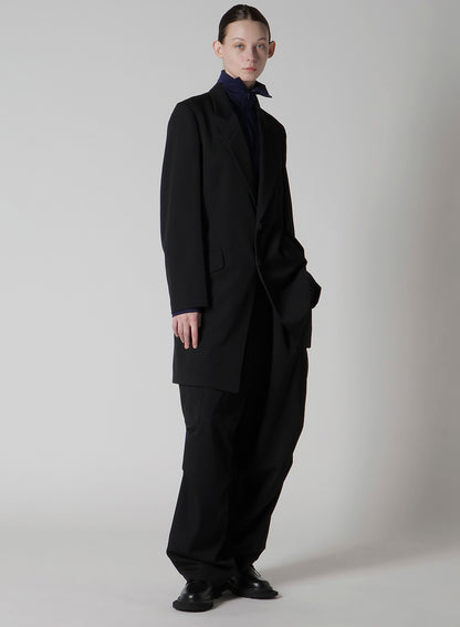 WOOL GABARDINE PEAKED LAPEL JACKET