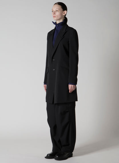 WOOL GABARDINE PEAKED LAPEL JACKET