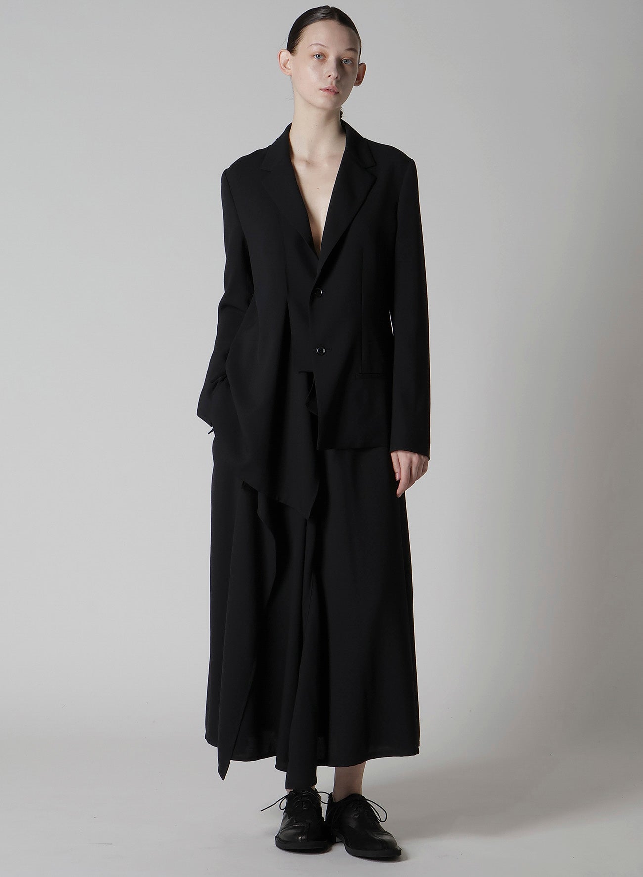 WOOL SERGE RIGHT CLOTH ASYMMETERIC JACKET