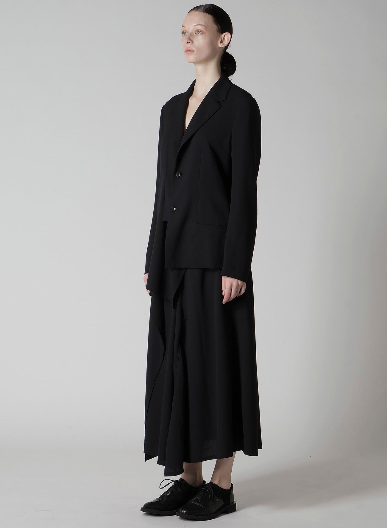 WOOL SERGE RIGHT CLOTH ASYMMETERIC JACKET
