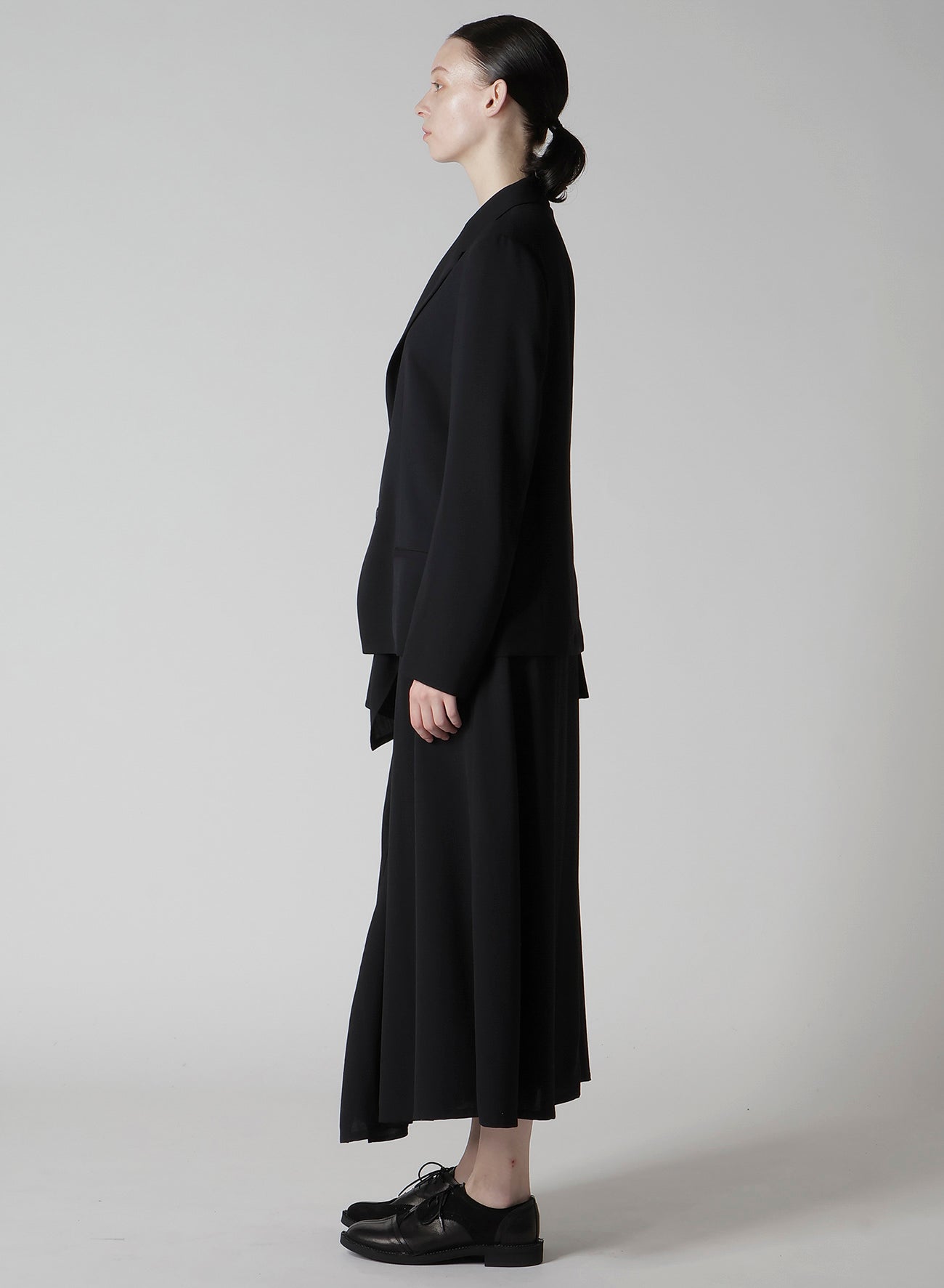 WOOL SERGE RIGHT CLOTH ASYMMETERIC JACKET