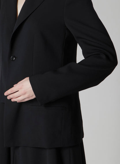 WOOL SERGE RIGHT CLOTH ASYMMETERIC JACKET