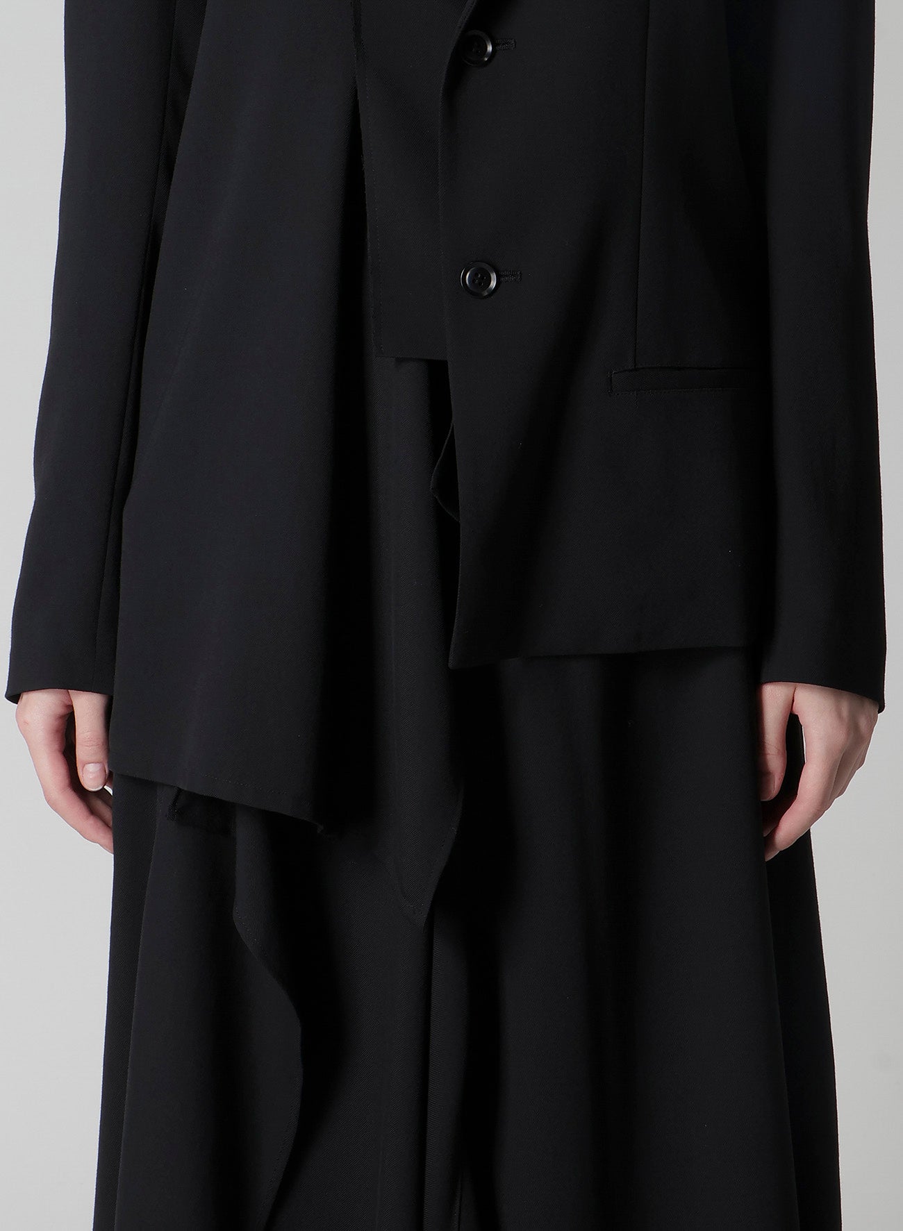 WOOL SERGE RIGHT CLOTH ASYMMETERIC JACKET