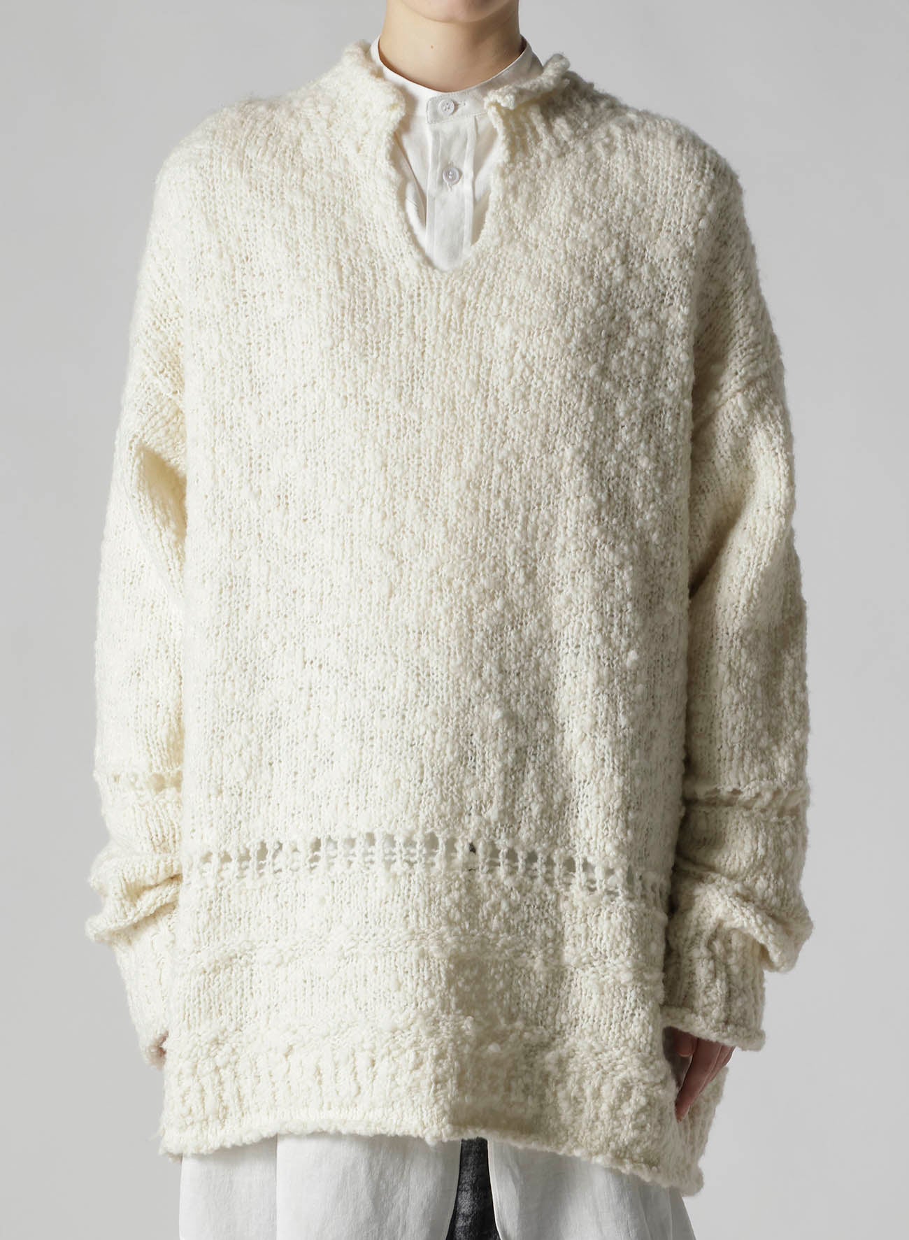 THICK SLUB JERSEY CURLED COLLAR PULLOVER