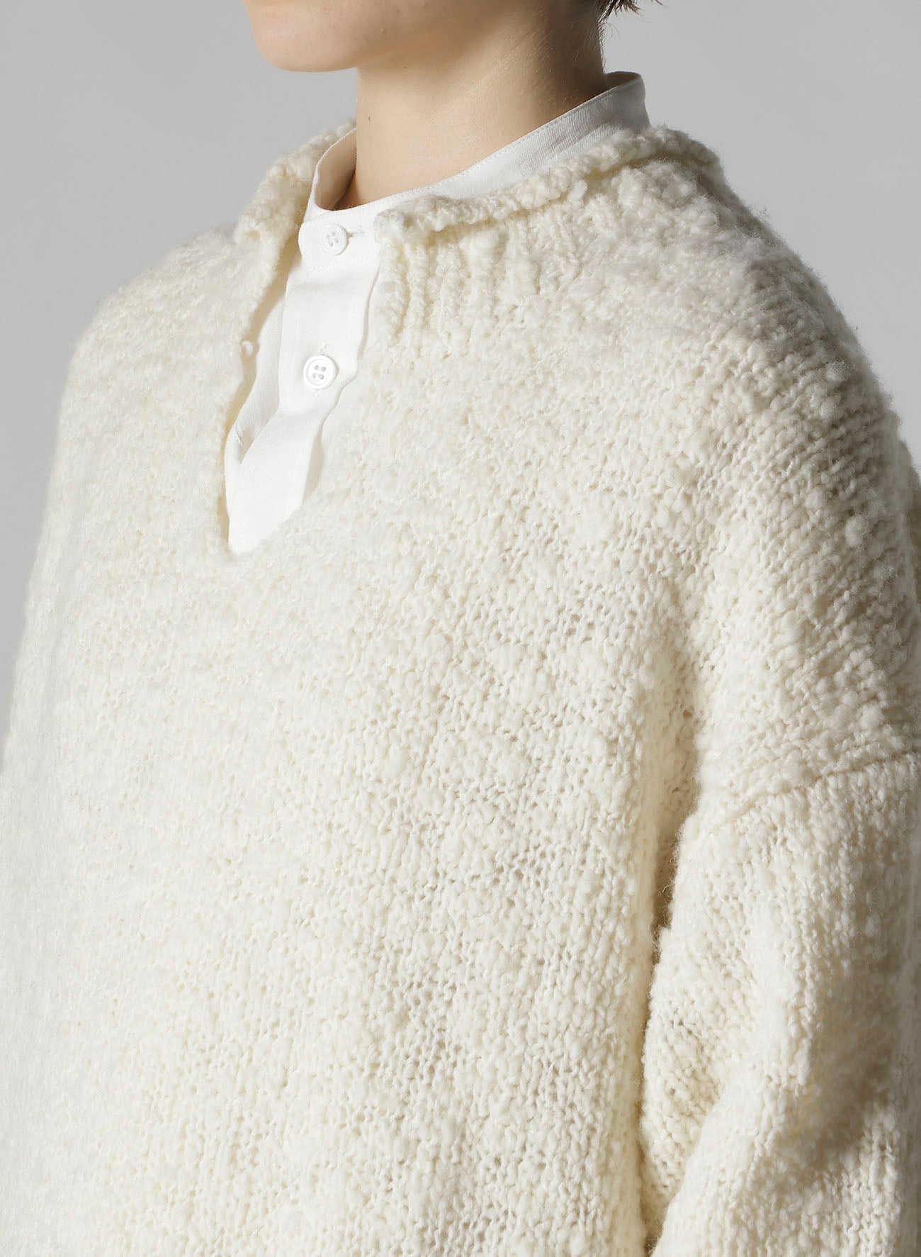 THICK SLUB JERSEY CURLED COLLAR PULLOVER