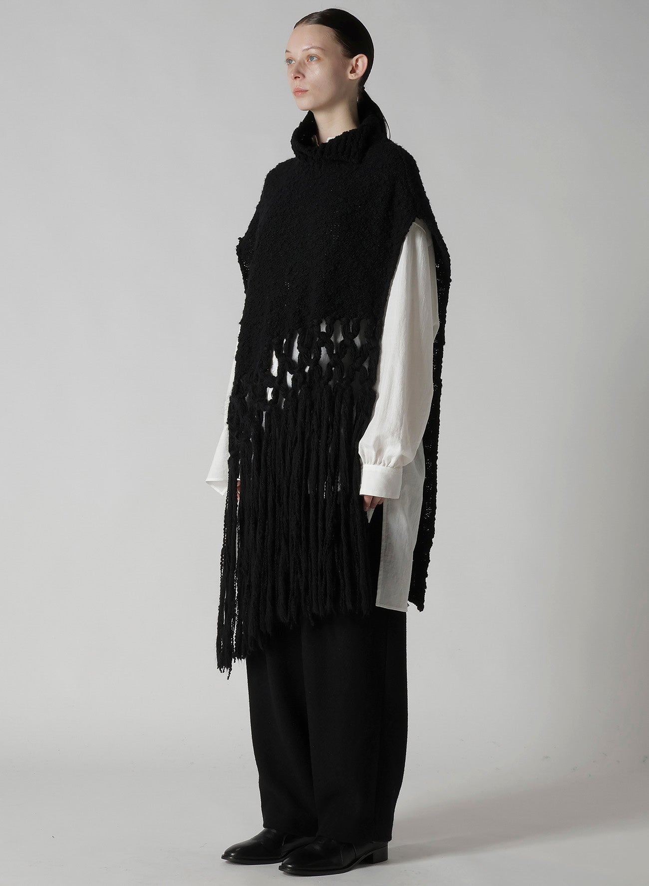 THICK SLUB JERSEY FRINGE VEST