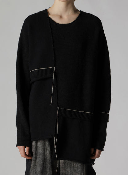 PATCHWORK CREW NECK PULLOVER