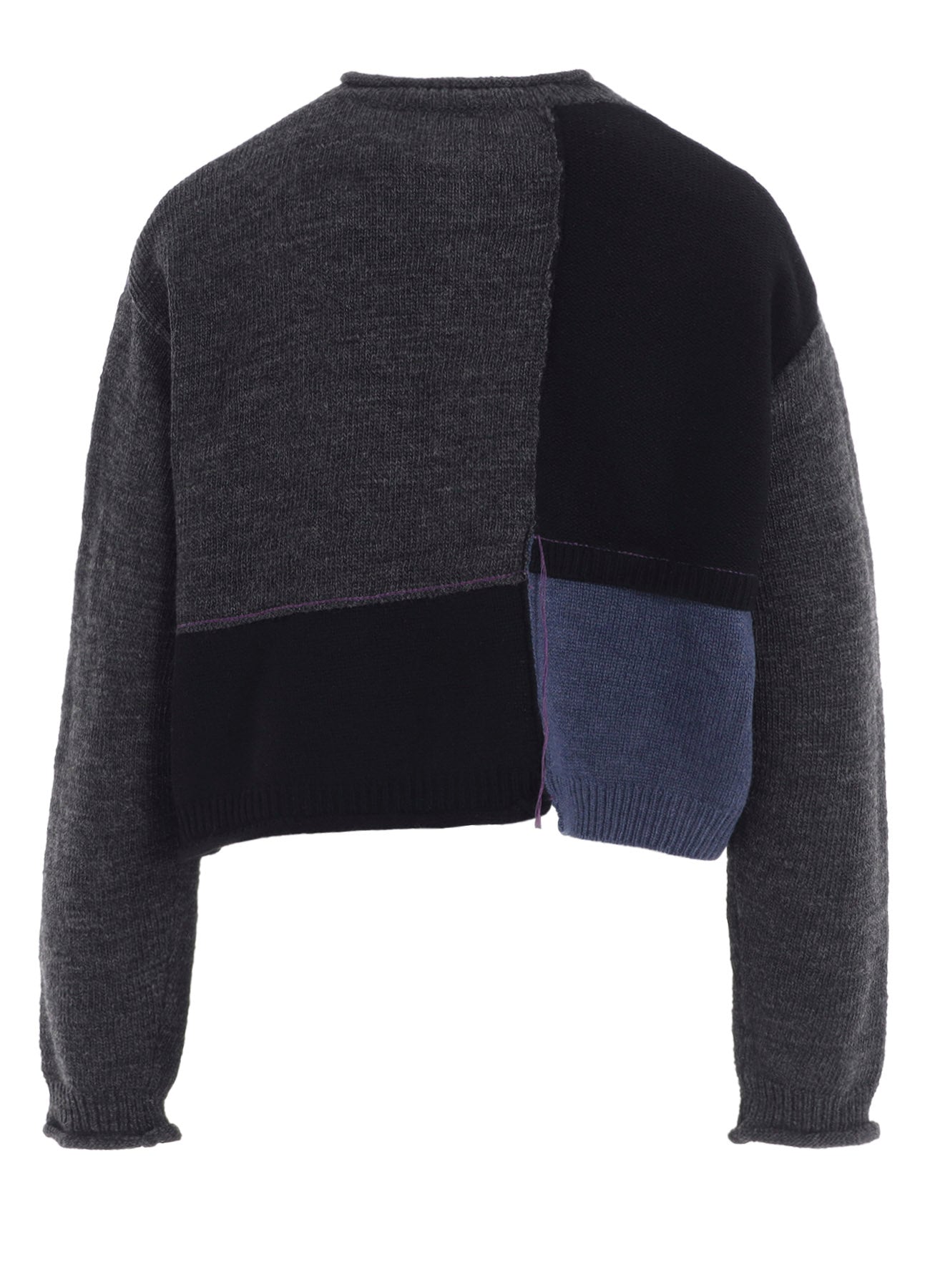 PATCHWORK CREW NECK CARDIGAN