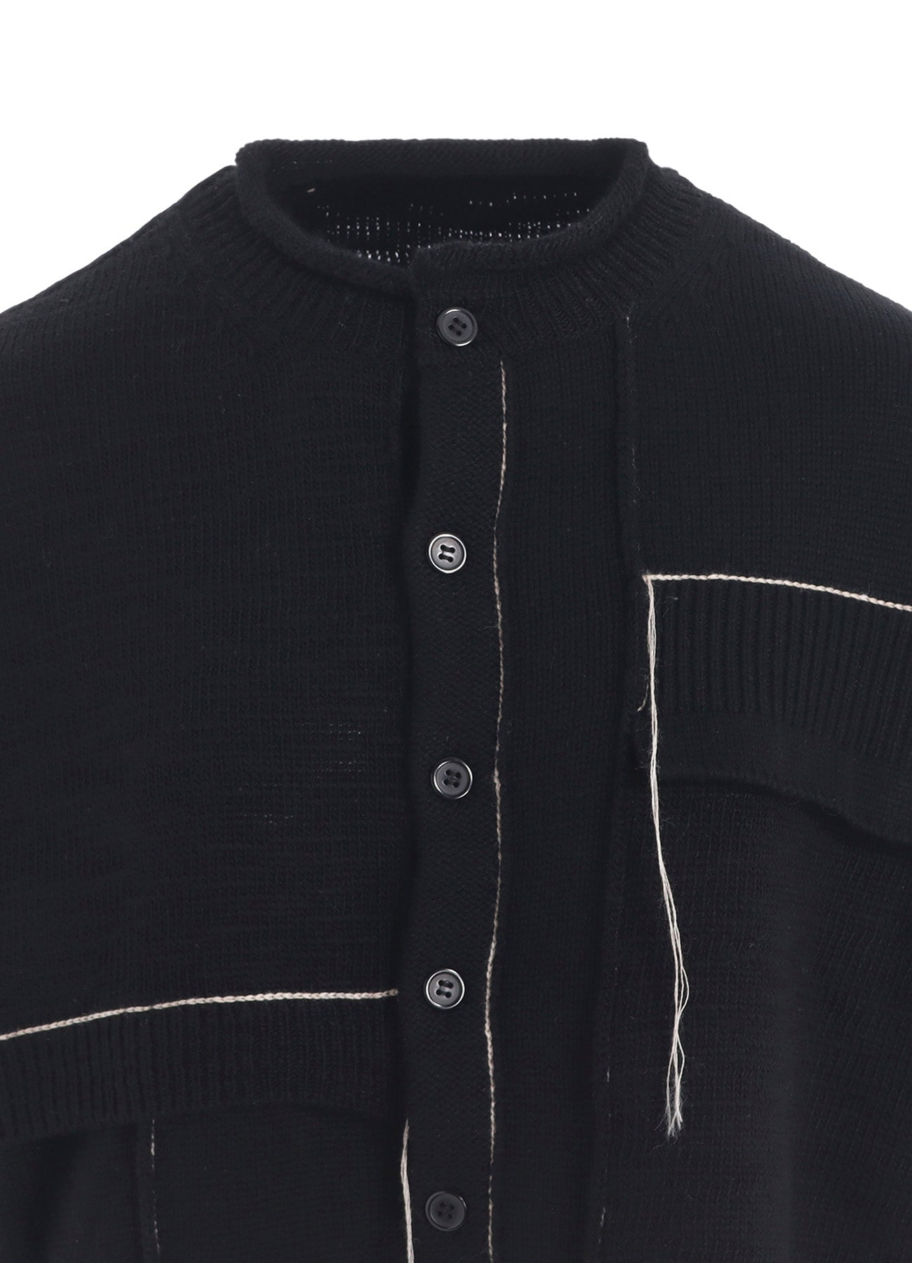 PATCHWORK CREW NECK CARDIGAN