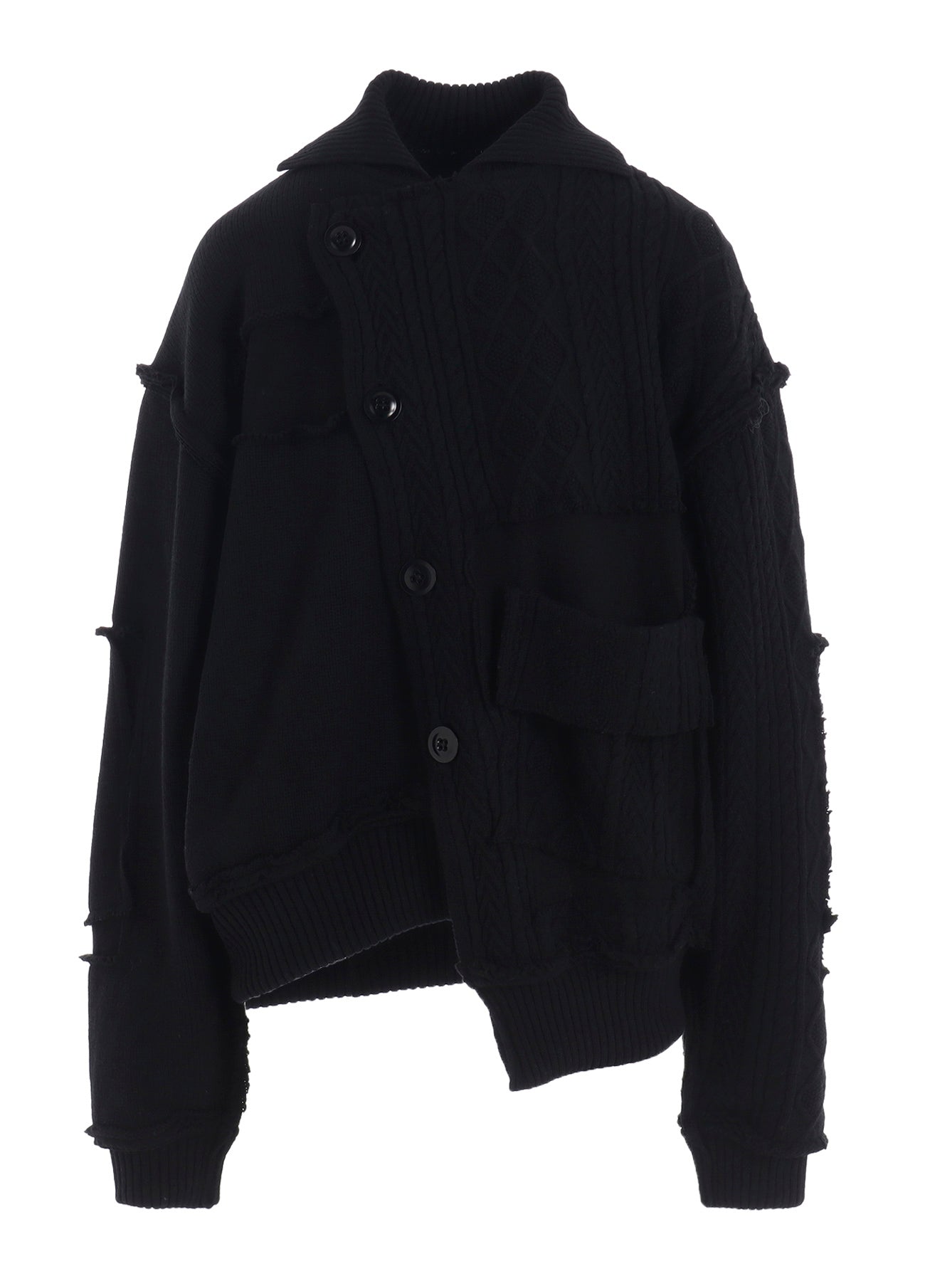 DECONSTRUCTED DESIGN CABLE KNIT CARDIGAN