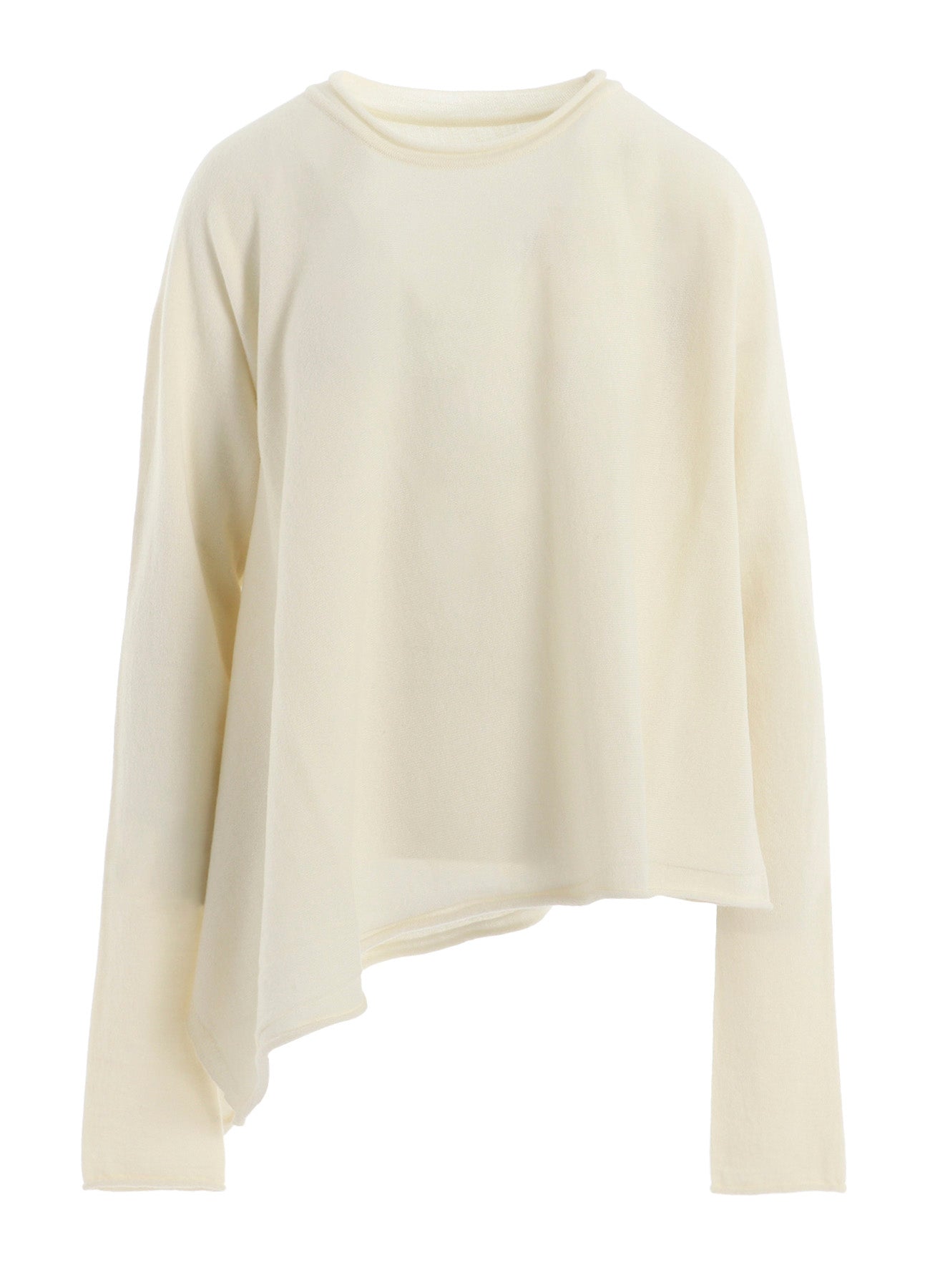WOOL ASYMMETRIC CREW NECK PULLOVER