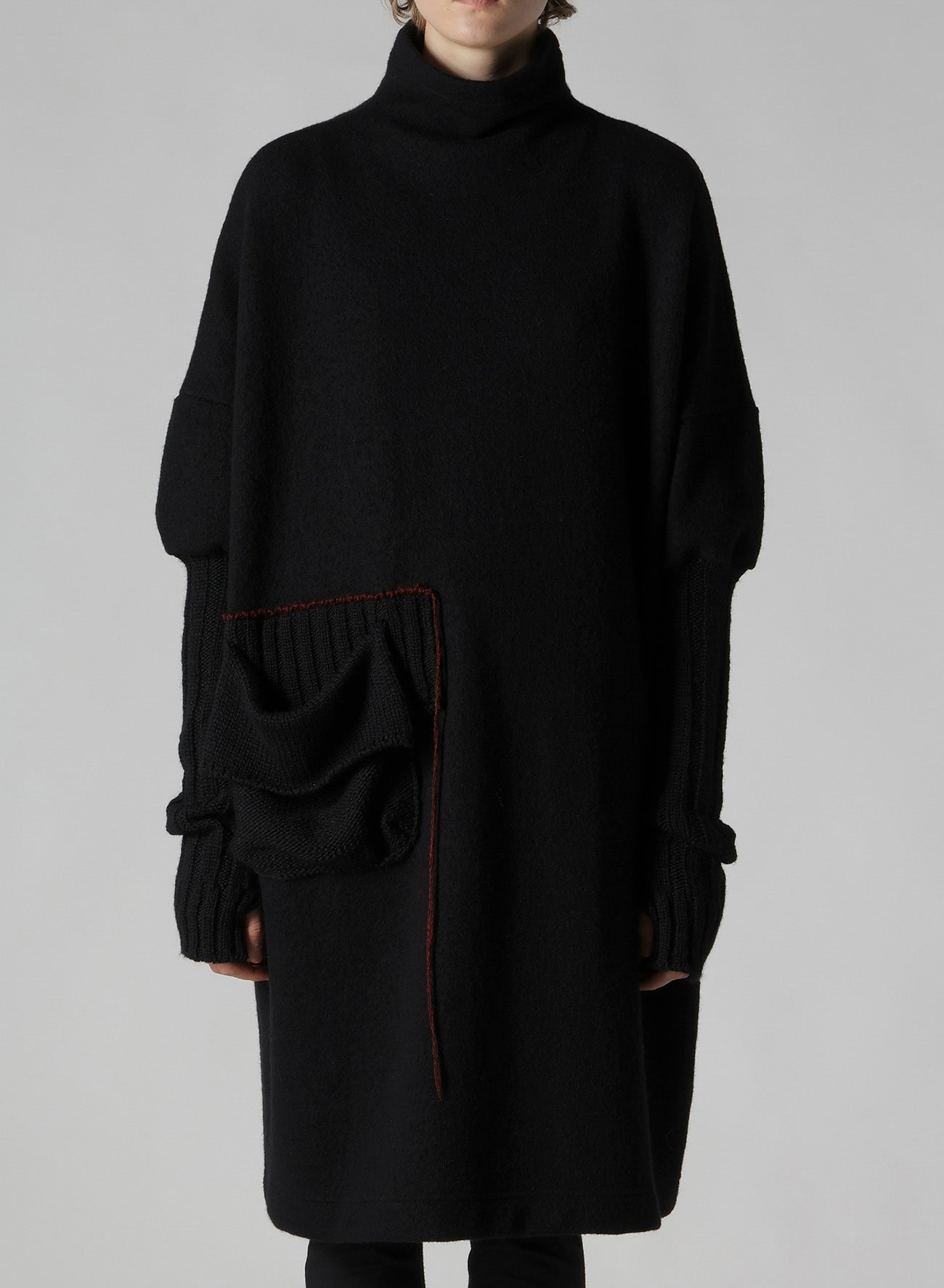 KNIT CONBINATION HIGH NECK DRESS