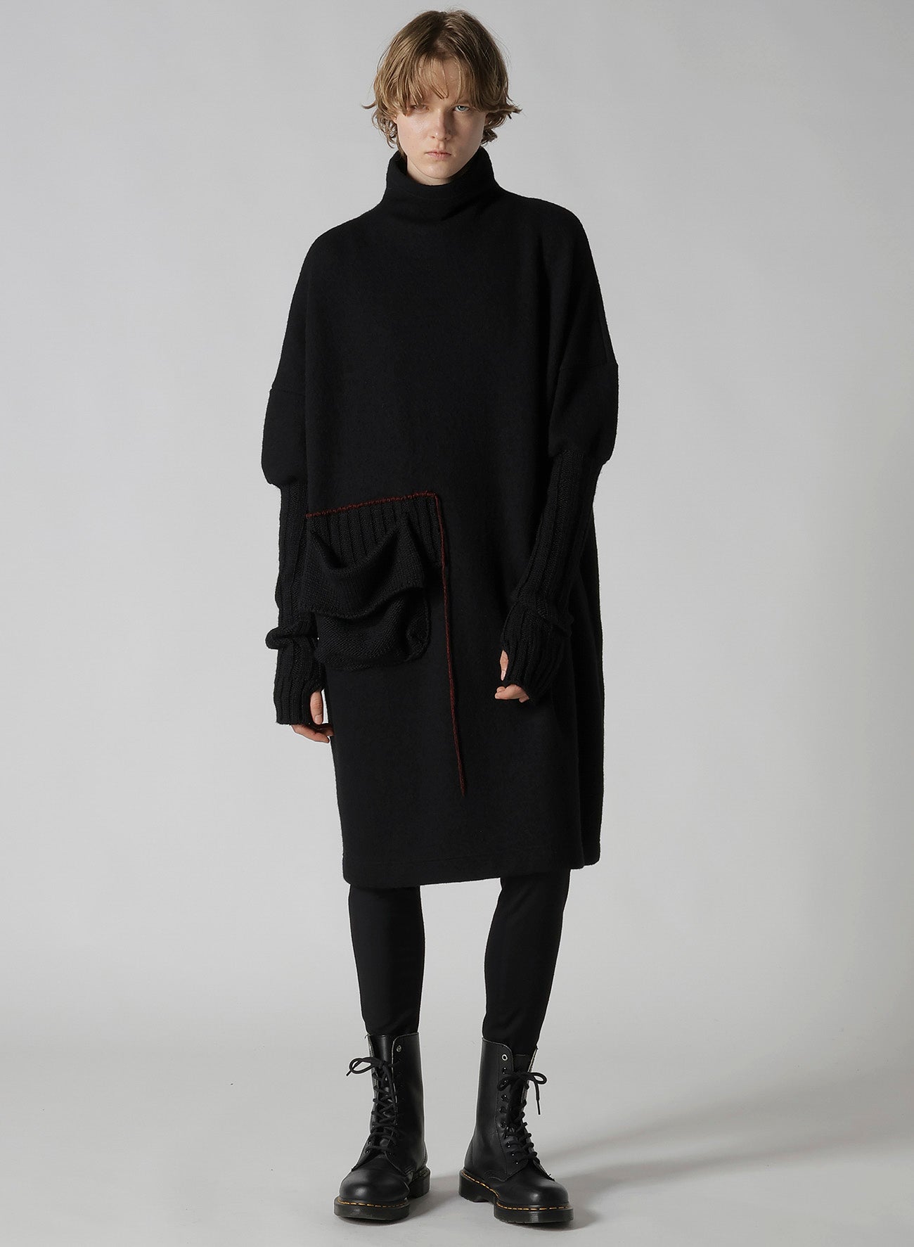 KNIT CONBINATION HIGH NECK DRESS