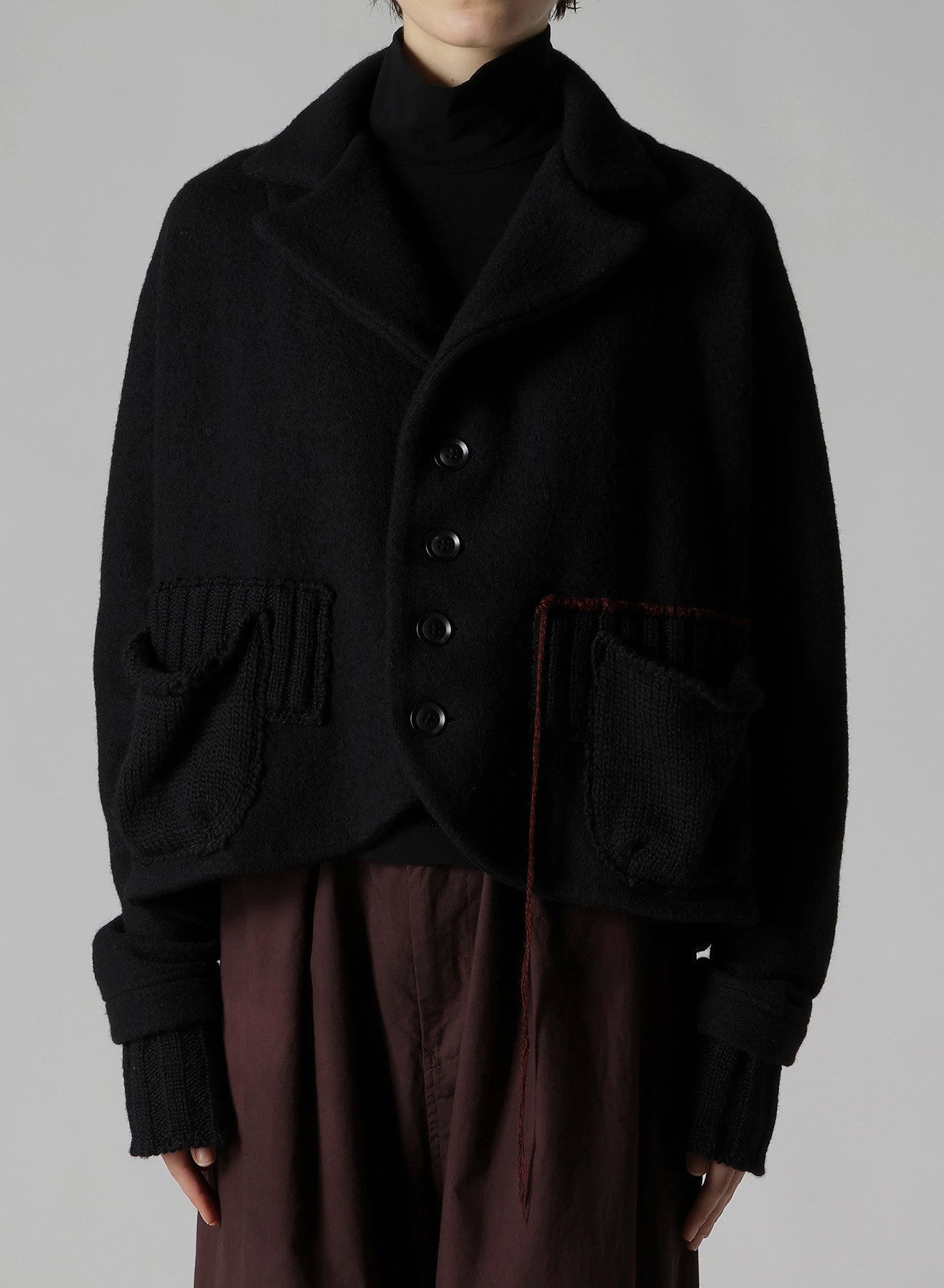 KNIT COMBINATION SHORT JACKET