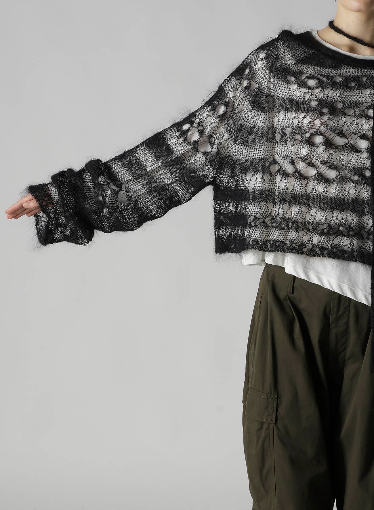 WOLE DESIGN MOHAIR KNITED SHORT PULLOVER