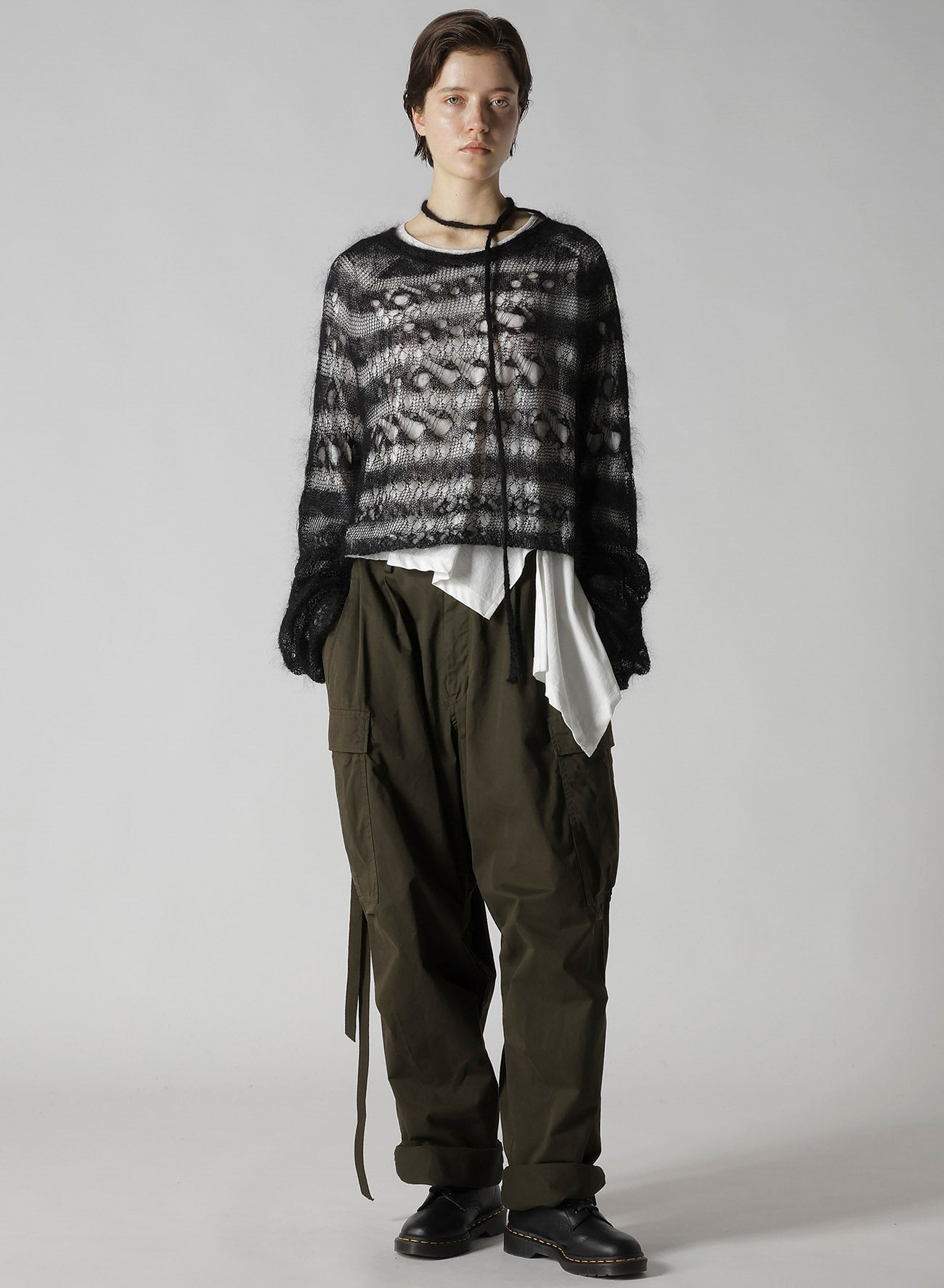 WOLE DESIGN MOHAIR KNITED SHORT PULLOVER
