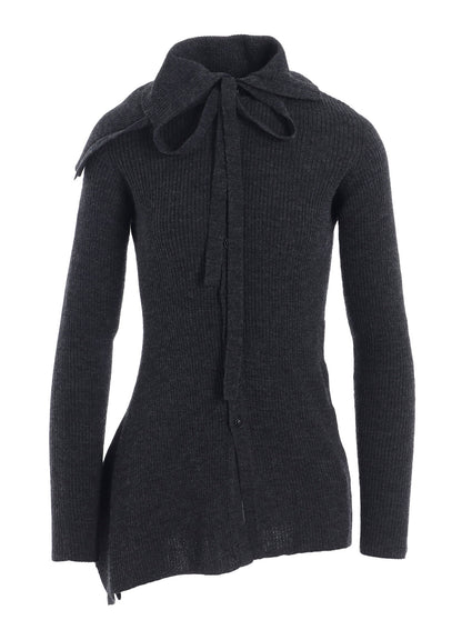 DOUBLE COLLAR ASSYMETRIC CARDIGAN