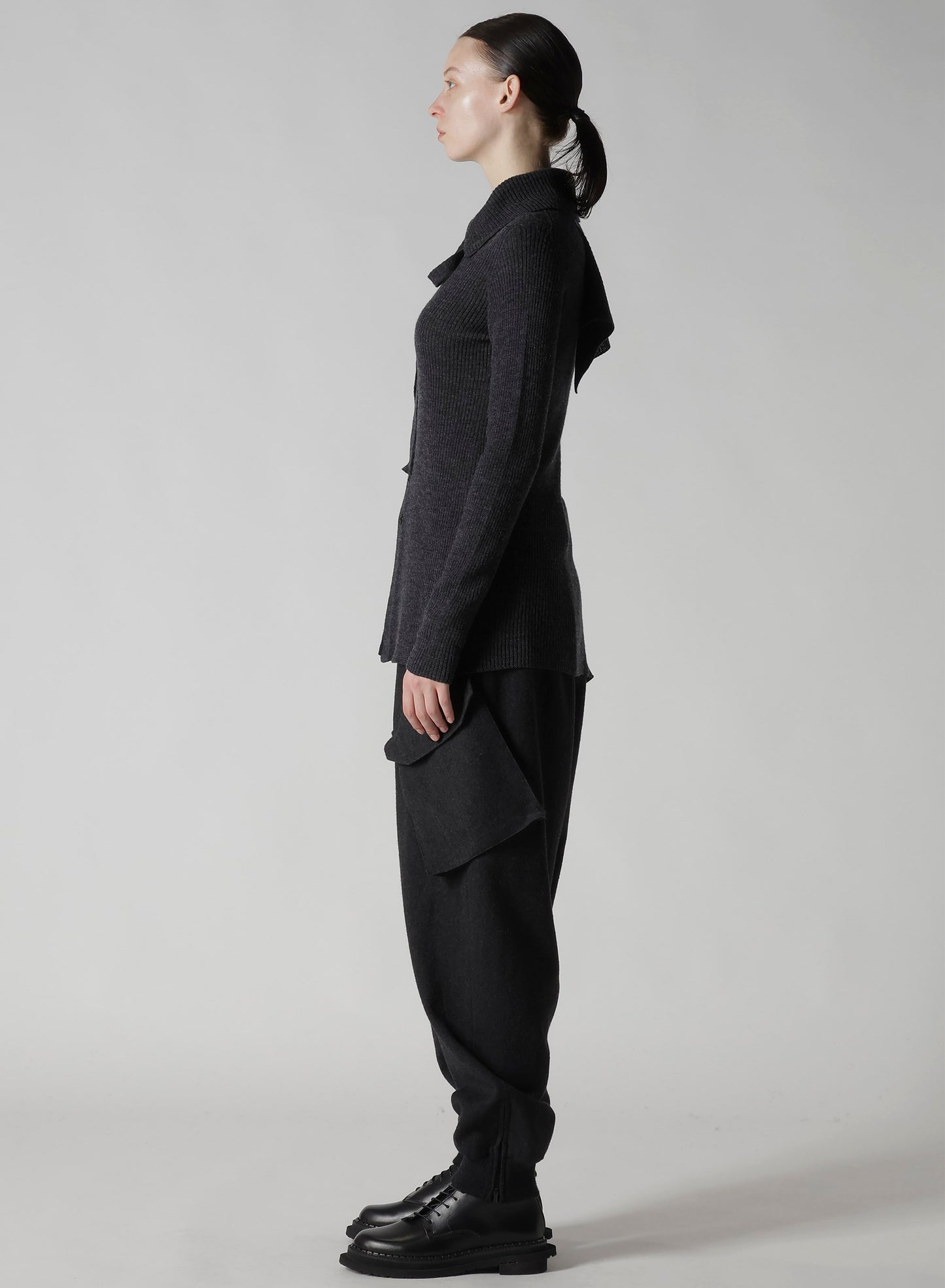 DOUBLE COLLAR ASSYMETRIC CARDIGAN