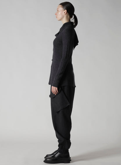 DOUBLE COLLAR ASSYMETRIC CARDIGAN