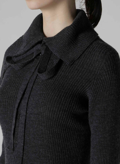 DOUBLE COLLAR ASSYMETRIC CARDIGAN
