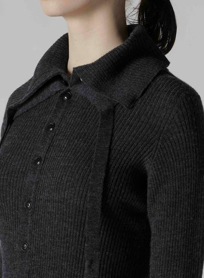 DOUBLE COLLAR ASSYMETRIC CARDIGAN