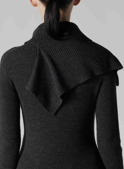 DOUBLE COLLAR ASSYMETRIC CARDIGAN