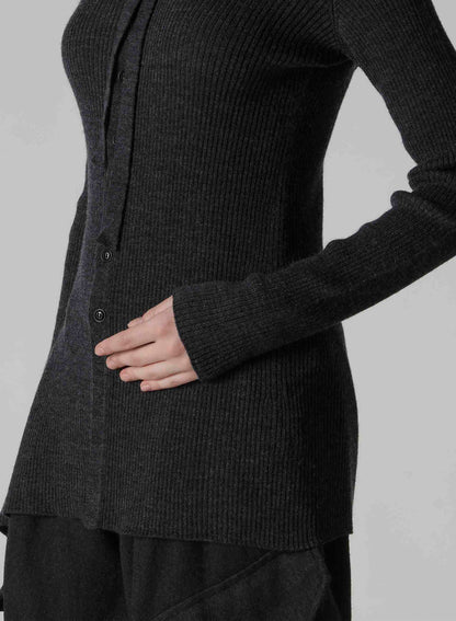 DOUBLE COLLAR ASSYMETRIC CARDIGAN