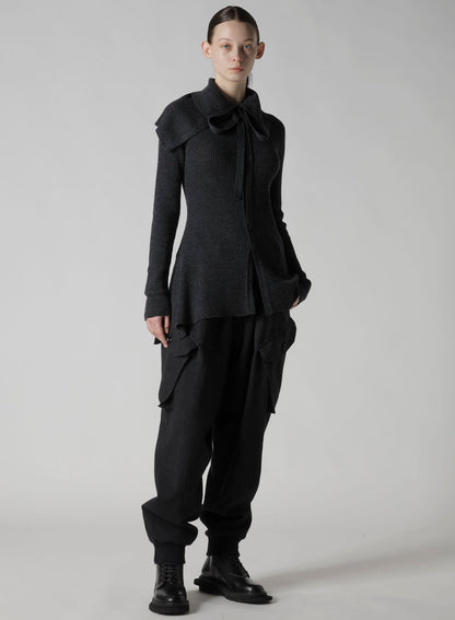 DOUBLE COLLAR ASSYMETRIC CARDIGAN