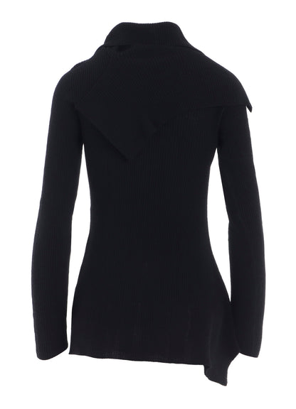 DOUBLE COLLAR ASSYMETRIC CARDIGAN