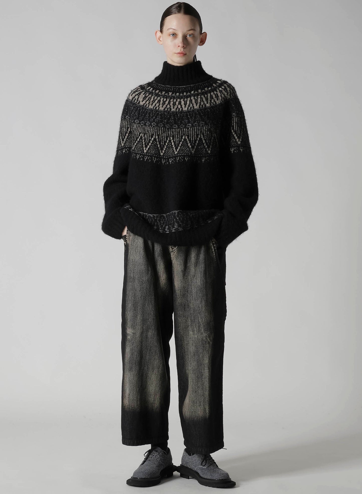 NORDIC DESIGN HIGH NECK KNIT PULLOVER