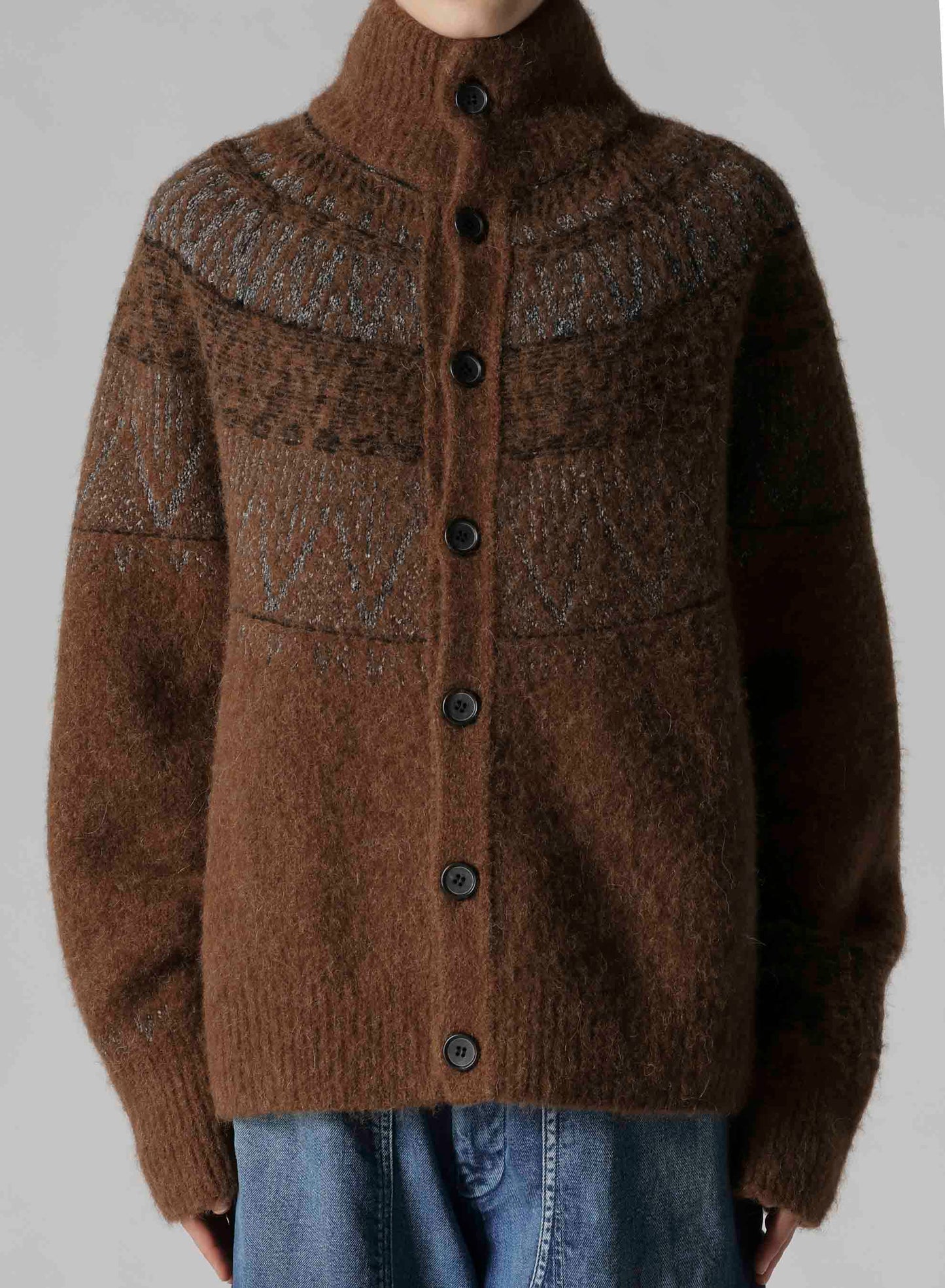 NORDIC DESIGN HIGH NECK KNIT CARDIGAN
