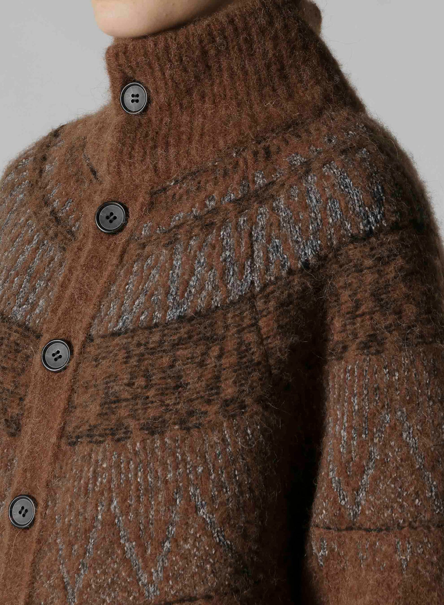 NORDIC DESIGN HIGH NECK KNIT CARDIGAN