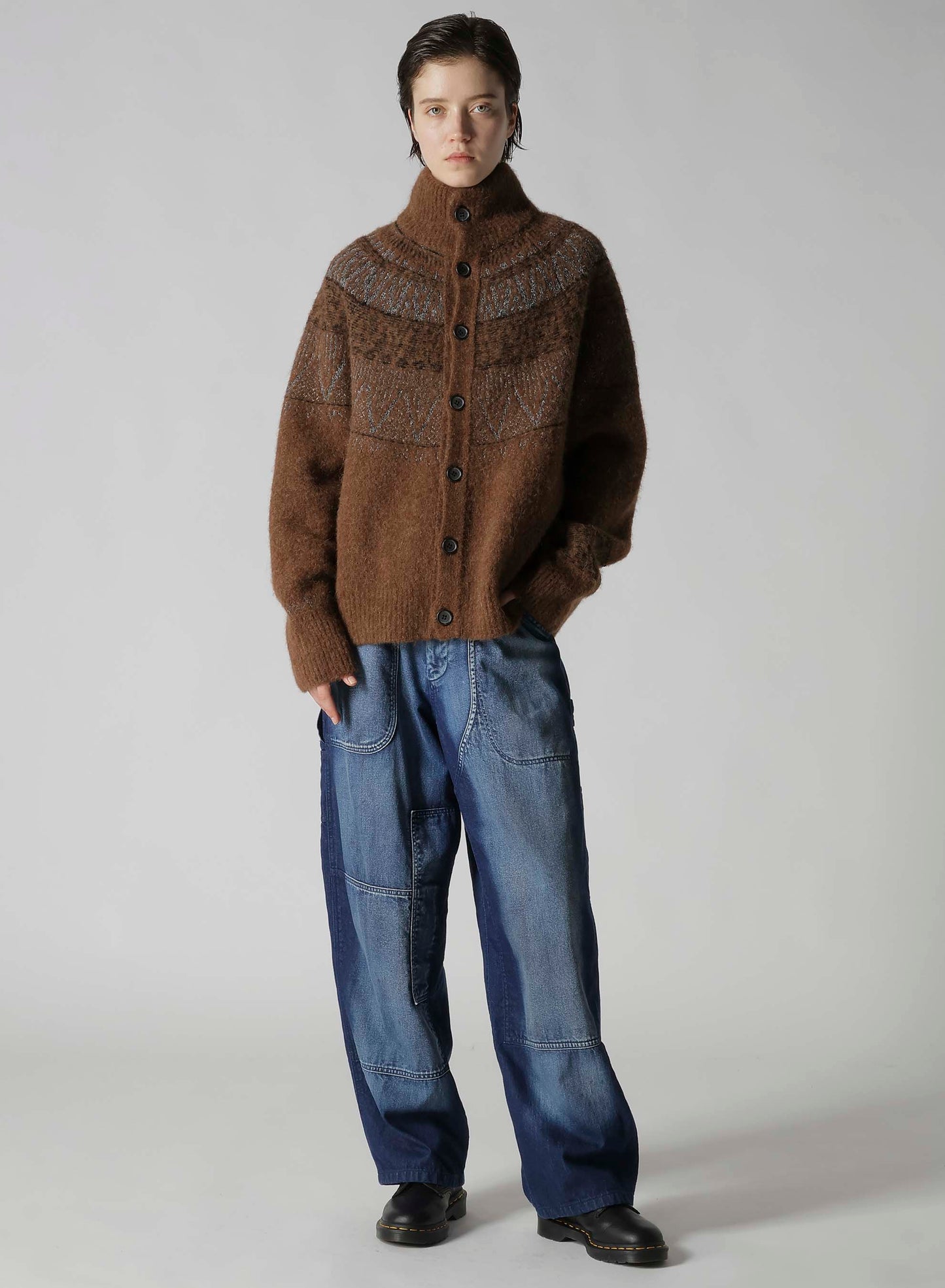 NORDIC DESIGN HIGH NECK KNIT CARDIGAN
