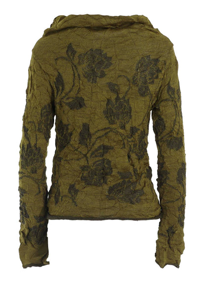 BIG FLOWER WRINKLED KNIT PULLOVER