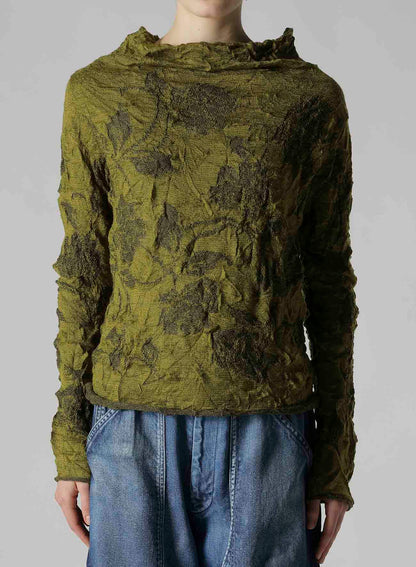 BIG FLOWER WRINKLED KNIT PULLOVER