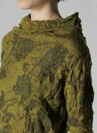 BIG FLOWER WRINKLED KNIT PULLOVER