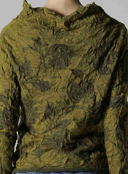 BIG FLOWER WRINKLED KNIT PULLOVER
