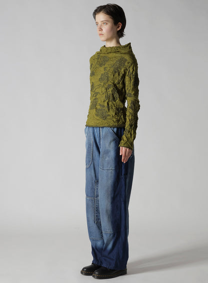 BIG FLOWER WRINKLED KNIT PULLOVER