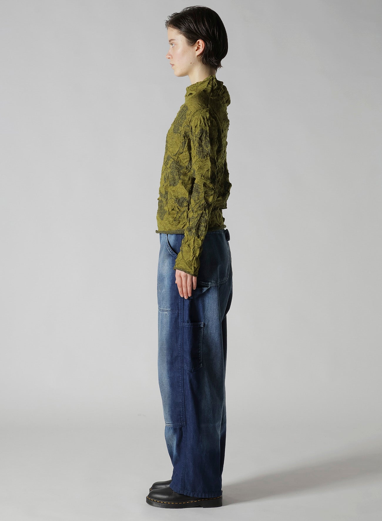 BIG FLOWER WRINKLED KNIT PULLOVER