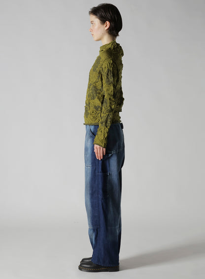 BIG FLOWER WRINKLED KNIT PULLOVER