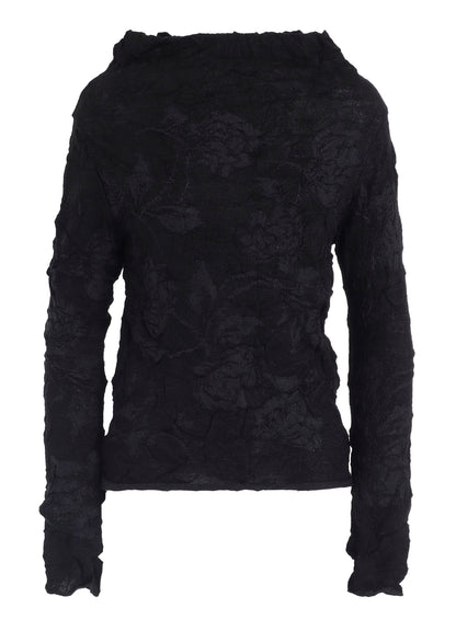 BIG FLOWER WRINKLED KNIT PULLOVER