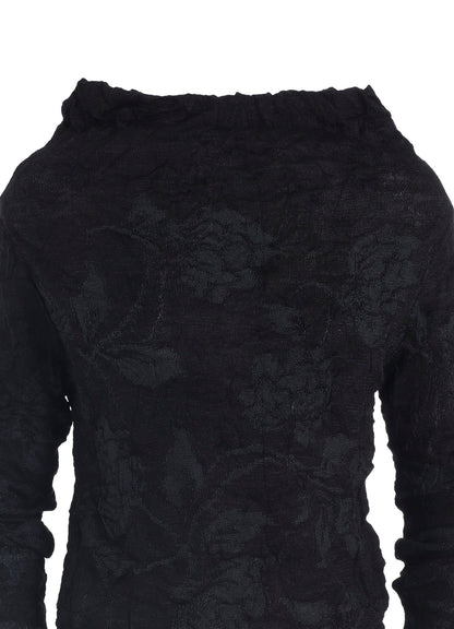 BIG FLOWER WRINKLED KNIT PULLOVER