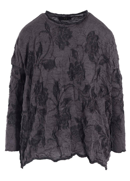 BIG FLOWER WRINKLED BIG KNIT PULLOVER