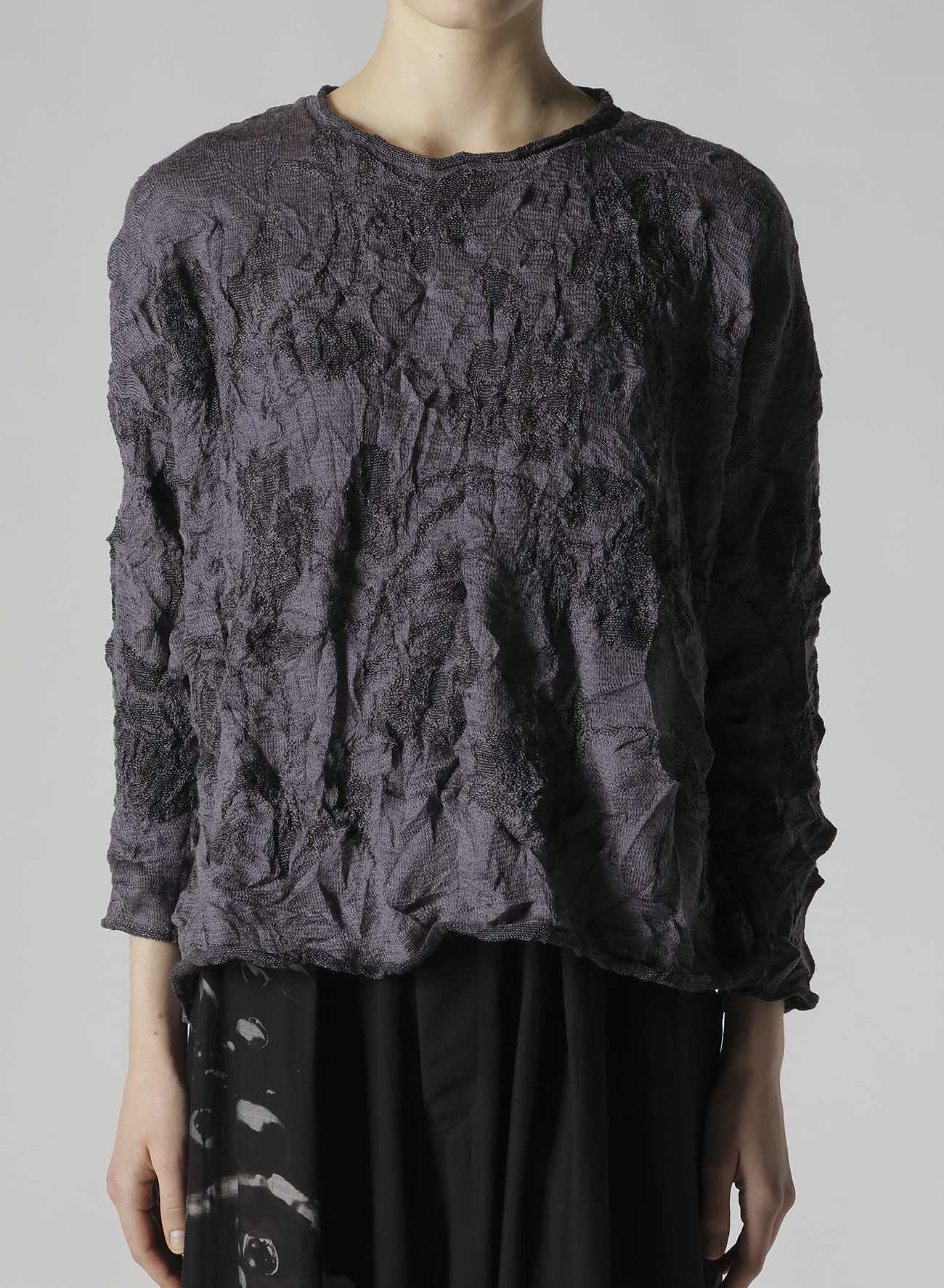 BIG FLOWER WRINKLED BIG KNIT PULLOVER