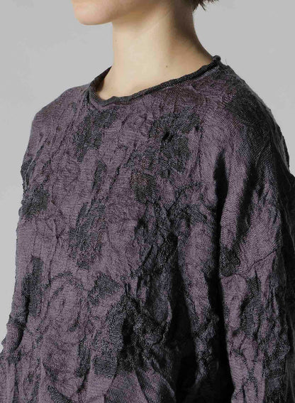 BIG FLOWER WRINKLED BIG KNIT PULLOVER
