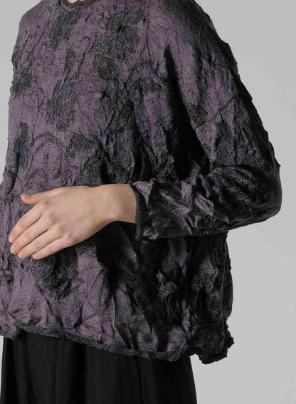 BIG FLOWER WRINKLED BIG KNIT PULLOVER