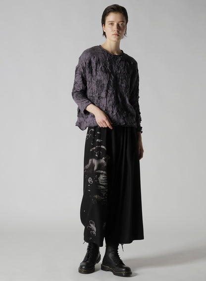 BIG FLOWER WRINKLED BIG KNIT PULLOVER